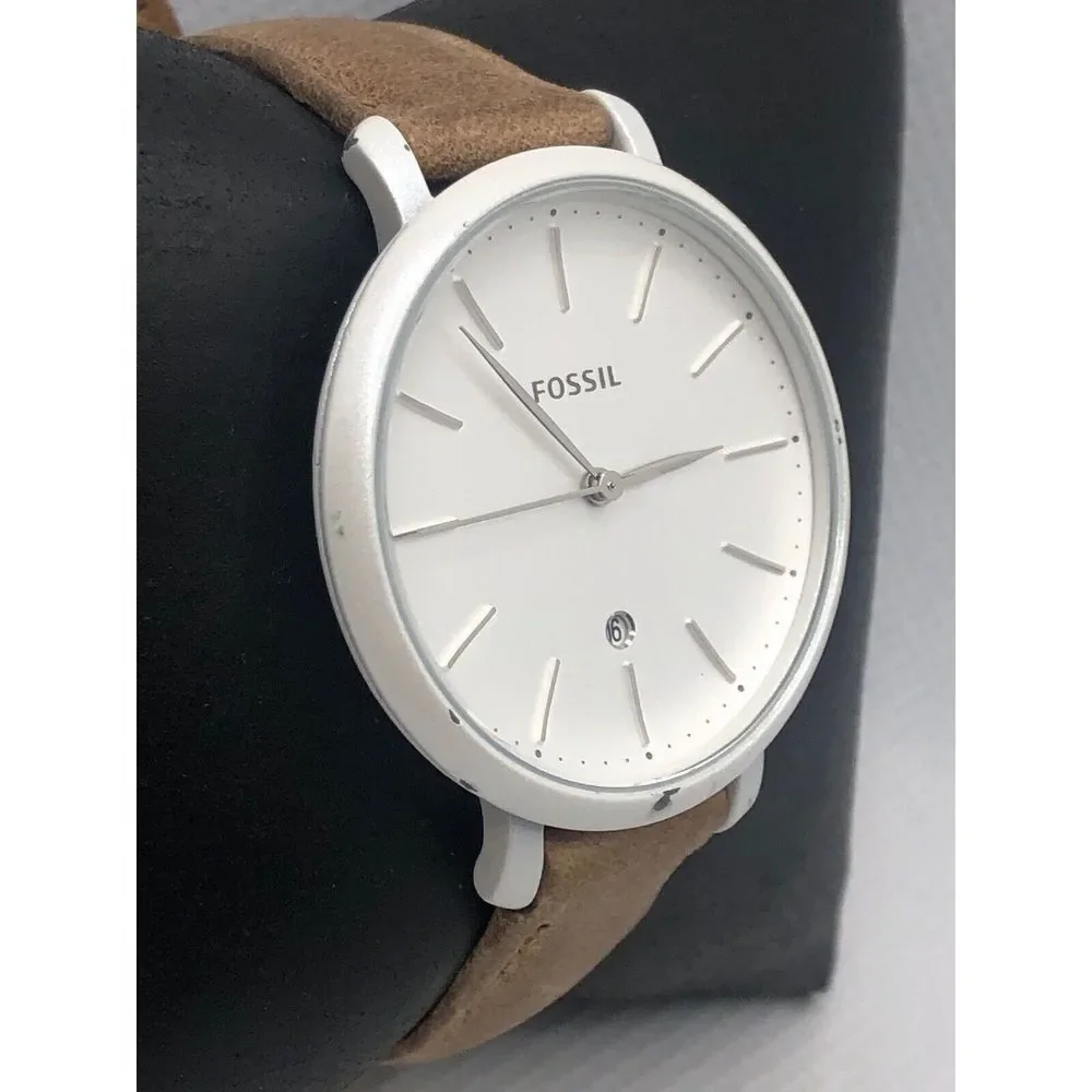 Fossil ES4397 Women's Brown Leather Analog White Dial Quartz Wrist Watch OL6